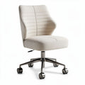 Chaise de bureau réglable en tissu beige 55 x 55 x 90cm avec roulettes
