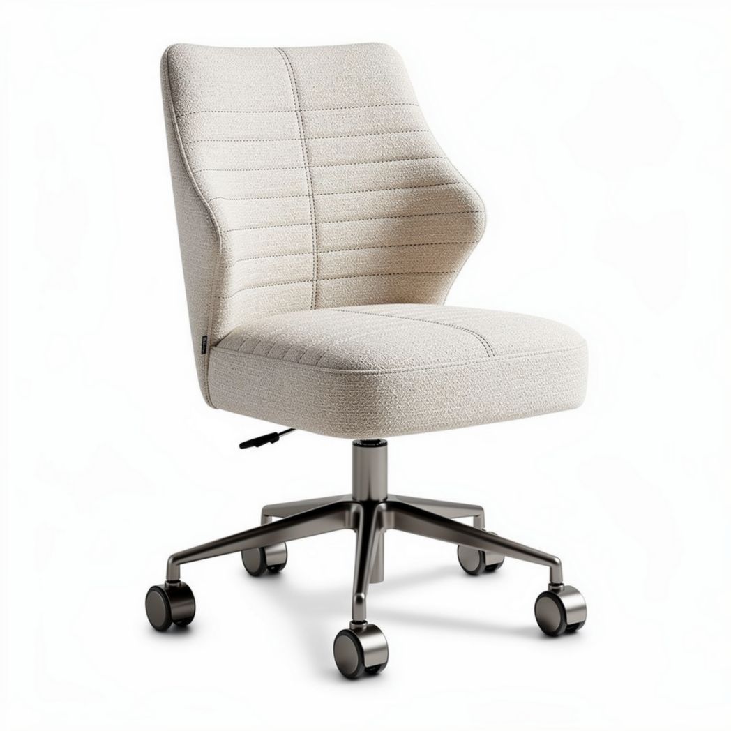 Chaise de bureau réglable en tissu beige 55 x 55 x 90cm avec roulettes