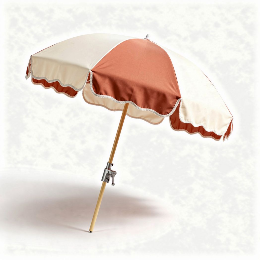 Parasol en toile beige et marron pour jardin avec pied en bois 200 x 200 cm