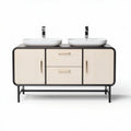 Meuble sous-lavabo double en bois clair avec tiroirs 120 x 50 x 80cm