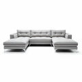 Canapé d'angle en tissu gris 230 x 150 x 85 cm avec repose-pieds intégré