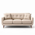 Canapé en tissu couleur beige 200 x 90 x 85cm avec coussins inclus
