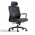 Chaise de bureau ergonomique en tissu gris avec appui-tête et accoudoirs réglables 60 x 60 x 110cm
