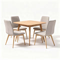Table carrée en bois d'érable avec quatre chaises rembourrées grises 100 x 100 x 75cm