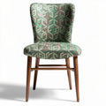 Chaise en tissu géométrique vert et marron avec pieds en bois 45 x 45 x 90cm
